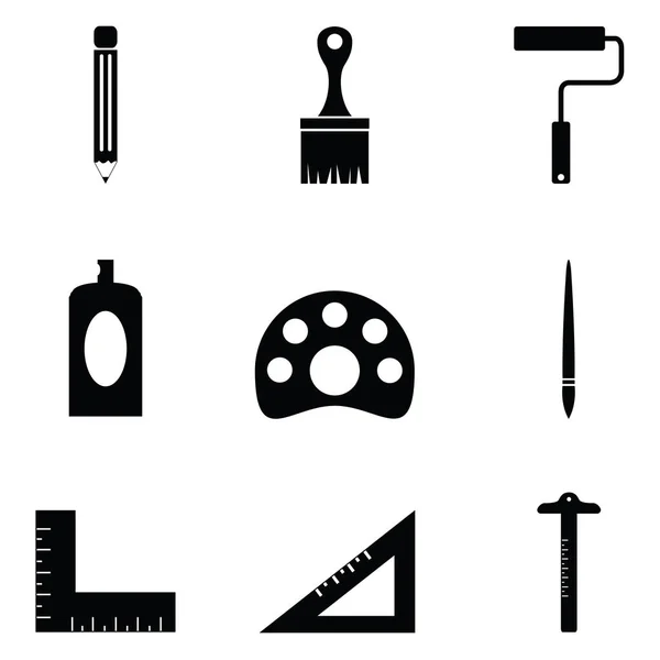 Drawing and painting Vector icons set — Stock Vector