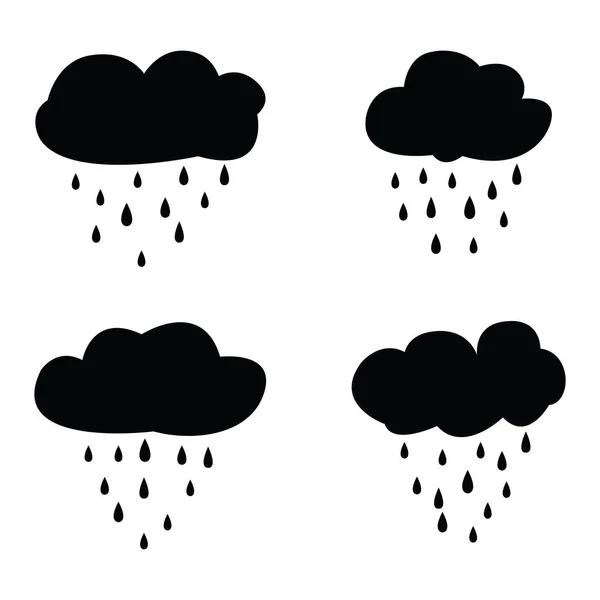 Rain and clouds icon set — Stock Vector