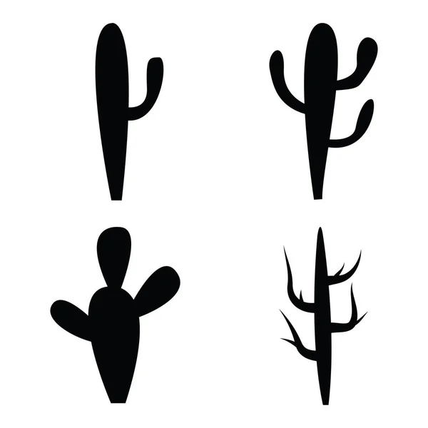 Siluetas negras de cactus — Vector de stock