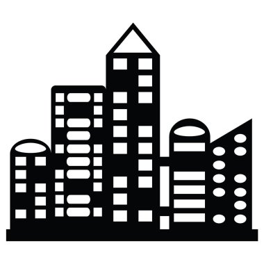 siyah vektör şehir Icons set