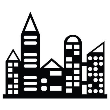 siyah vektör şehir Icons set