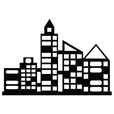 siyah vektör şehir Icons set