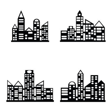 siyah vektör şehir Icons set