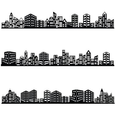 siyah vektör şehir Icons set