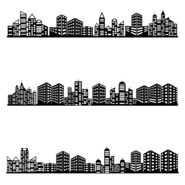 siyah vektör şehir Icons set