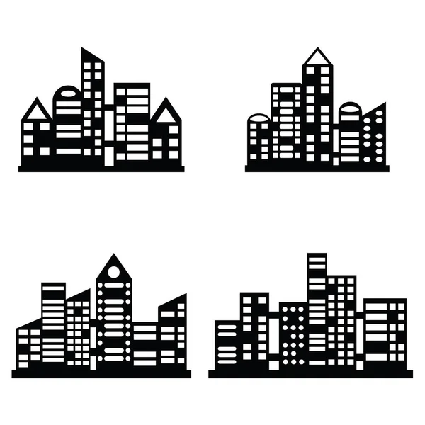 Vecteur noir ville icônes ensemble — Image vectorielle