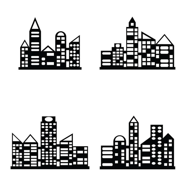 Vector svart staden ikoner set — Stock vektor