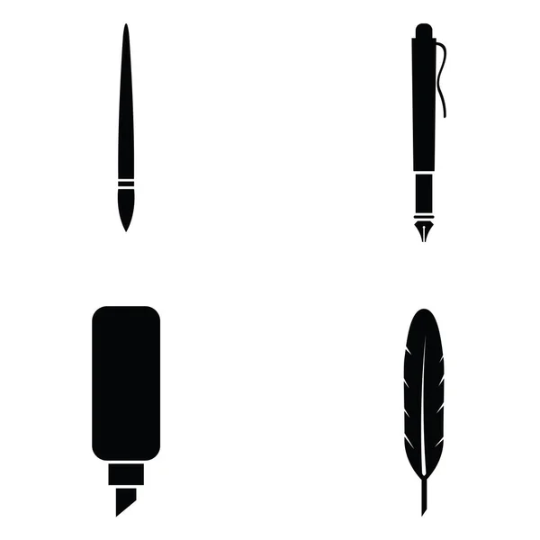 El conjunto de iconos de pluma — Vector de stock