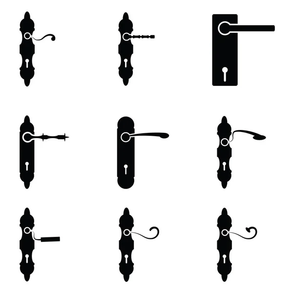 Puerta manija icono conjunto — Archivo Imágenes Vectoriales