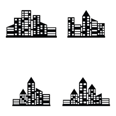 siyah vektör şehir Icons set