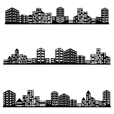 siyah vektör şehir Icons set