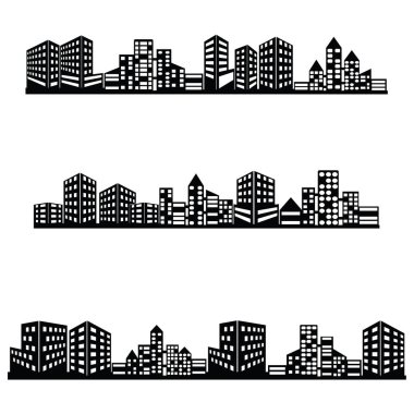 siyah vektör şehir Icons set