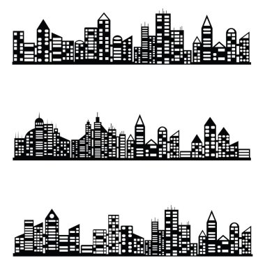 siyah vektör şehir Icons set