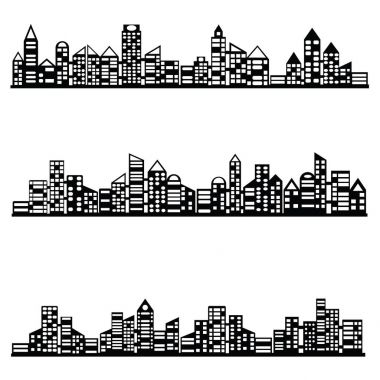 siyah vektör şehir Icons set