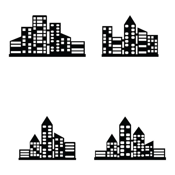 ベクトル黒都市のアイコンを設定 — ストックベクタ