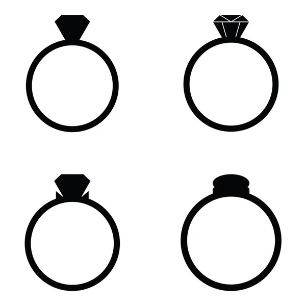 Conjunto de iconos de anillos de boda — Vector de stock