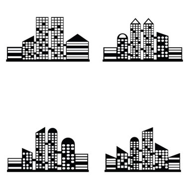 siyah vektör şehir Icons set