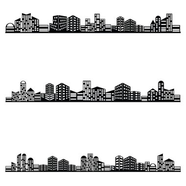 siyah vektör şehir Icons set