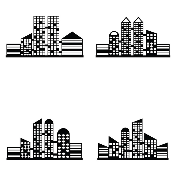 Siyah vektör şehir Icons set — Stok Vektör