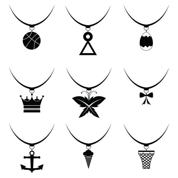 Set ikon Necklace - Stok Vektor