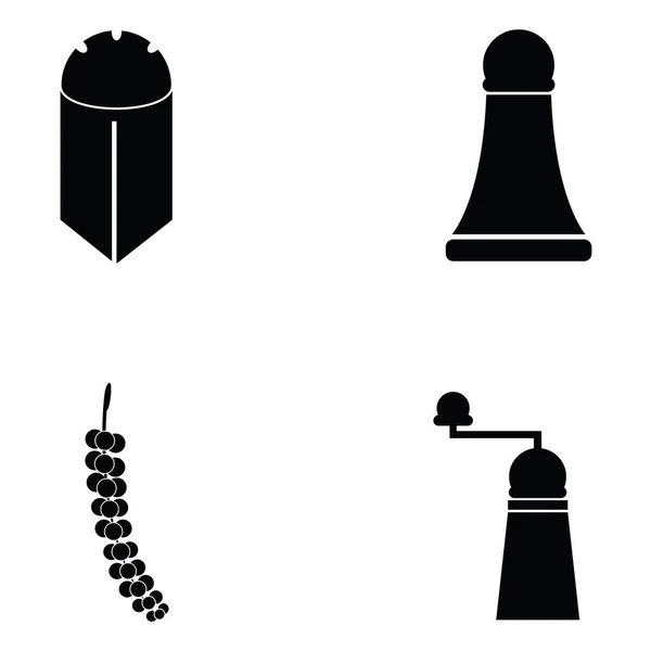 Conjunto de ícone de pimenta preta — Vetor de Stock