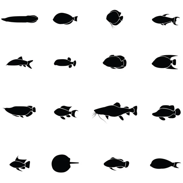 El conjunto de iconos de pescado — Vector de stock