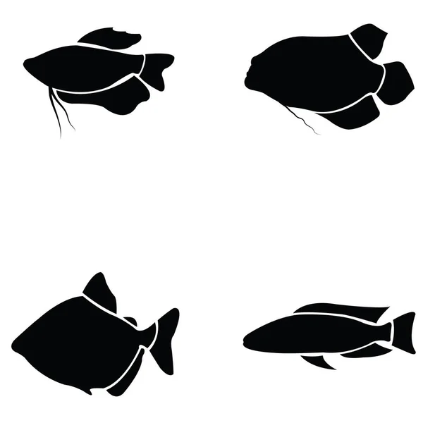 El conjunto de iconos de pescado — Vector de stock