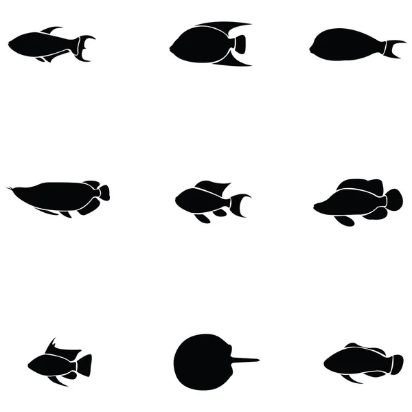 Das Fisch-Symbol-Set — Stockvektor