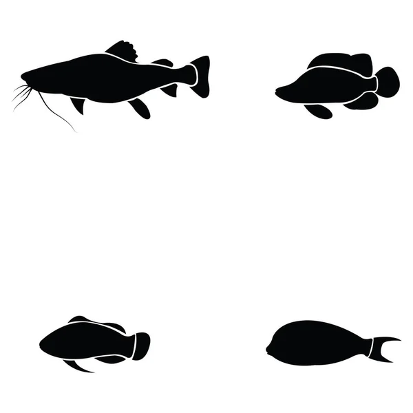 El conjunto de iconos de pescado — Vector de stock