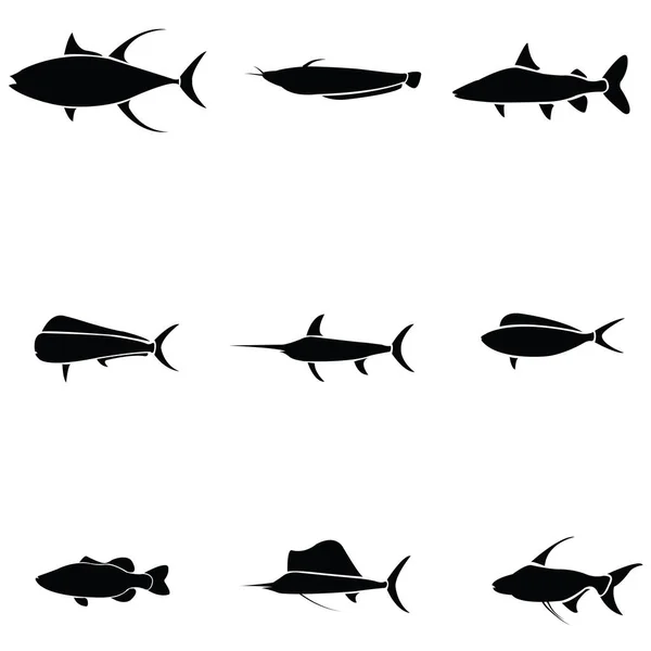 O conjunto de ícones de peixe — Vetor de Stock