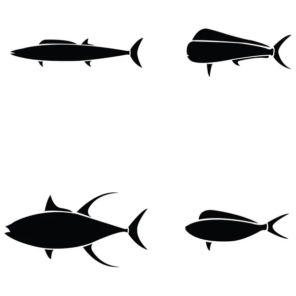 El conjunto de iconos de pescado — Archivo Imágenes Vectoriales