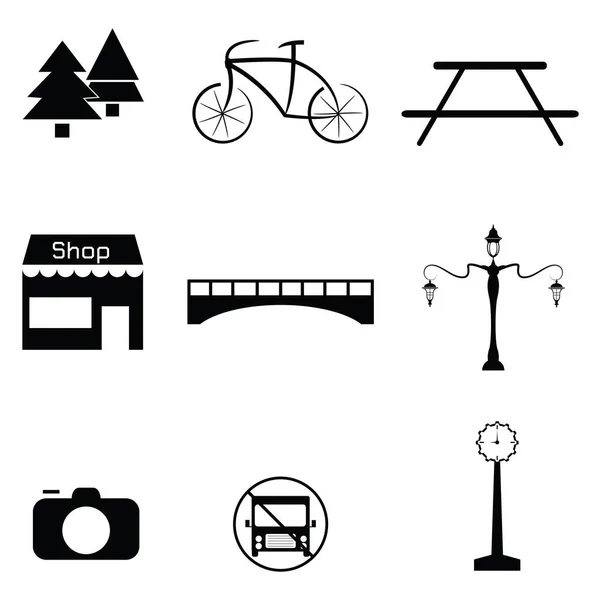 The park icon set — Stock Vector