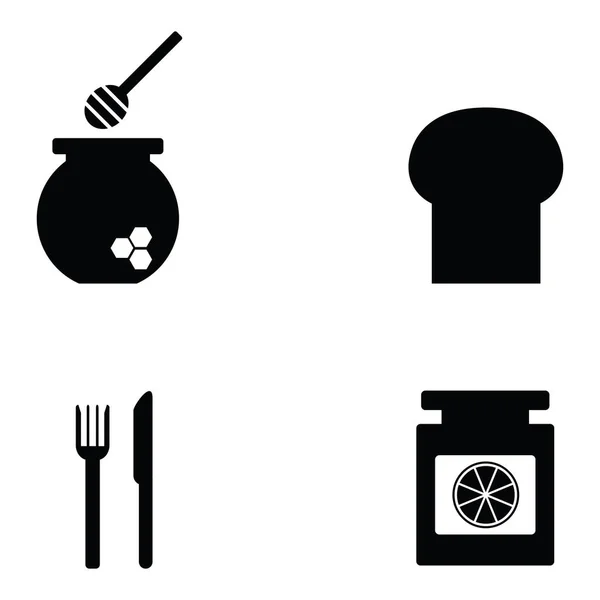 Los iconos del desayuno establecidos — Archivo Imágenes Vectoriales