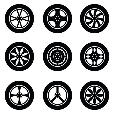 araba tekerlek Icon set