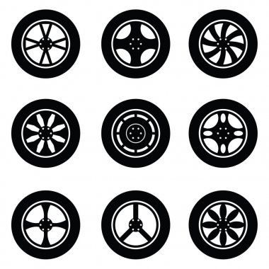car wheel icon set clipart