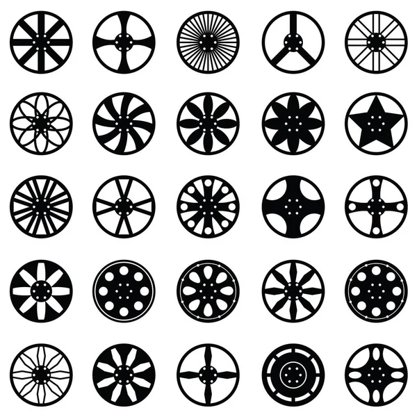 Coche rueda icono conjunto — Archivo Imágenes Vectoriales