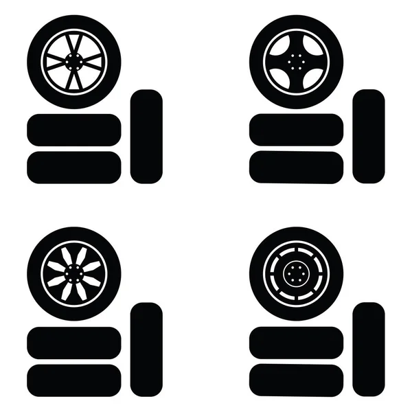 Carro roda ícone conjunto —  Vetores de Stock