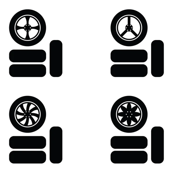 Araba tekerlek Icon set — Stok Vektör