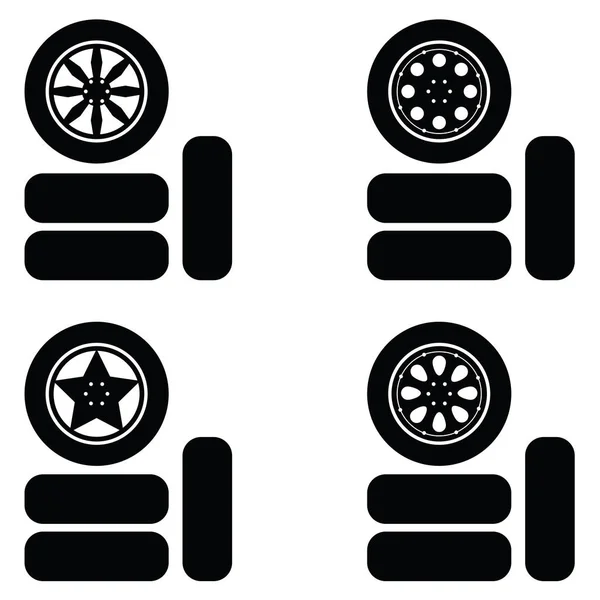 Auto-Rad-Symbol-Set — Stockvektor