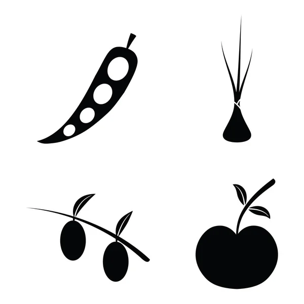 El conjunto de iconos de frutas y verduras — Vector de stock