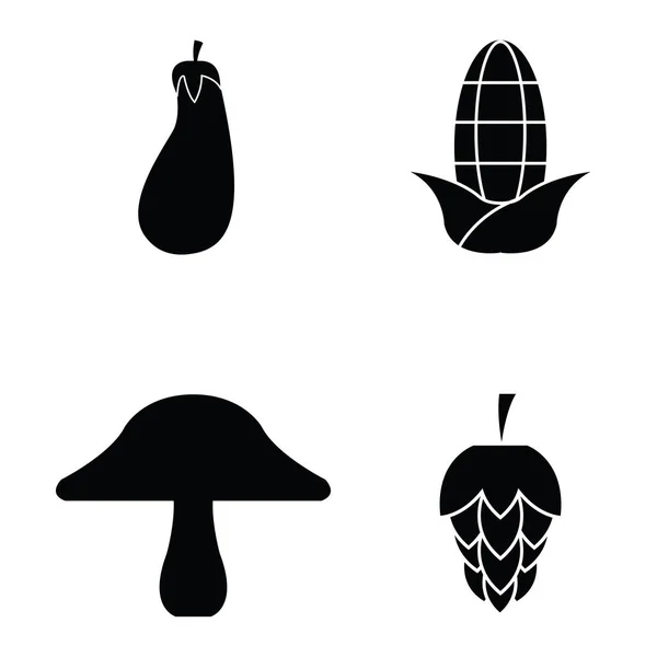O conjunto de ícones de frutas e legumes — Vetor de Stock