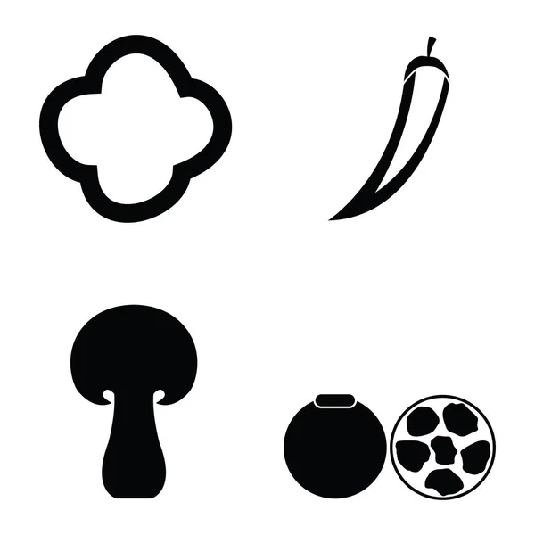 El conjunto de iconos de frutas y verduras — Archivo Imágenes Vectoriales