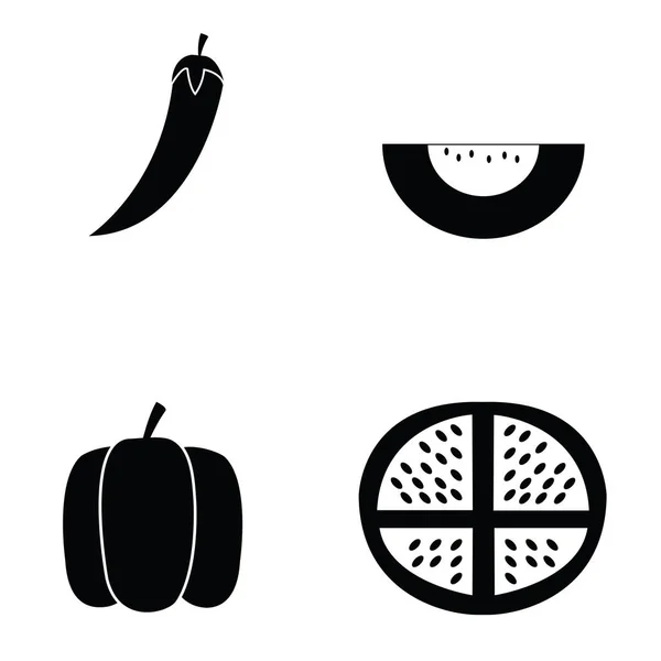 Das Obst und Gemüse Symbol-Set — Stockvektor
