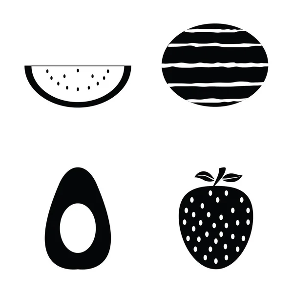 El conjunto de iconos de frutas y verduras — Vector de stock