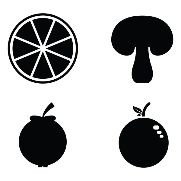 El conjunto de iconos de frutas y verduras — Vector de stock