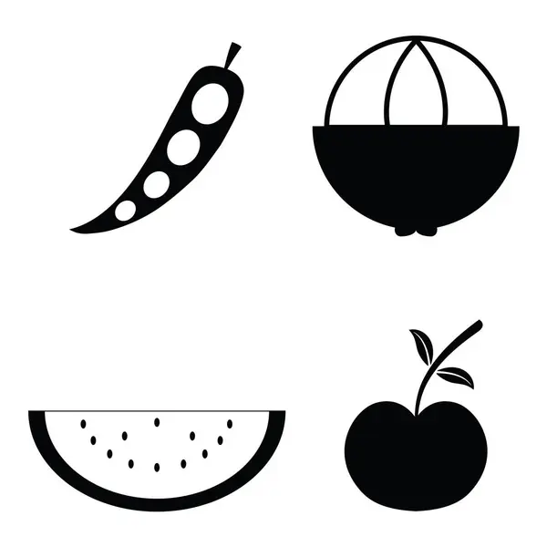 Das Obst und Gemüse Symbol-Set — Stockvektor