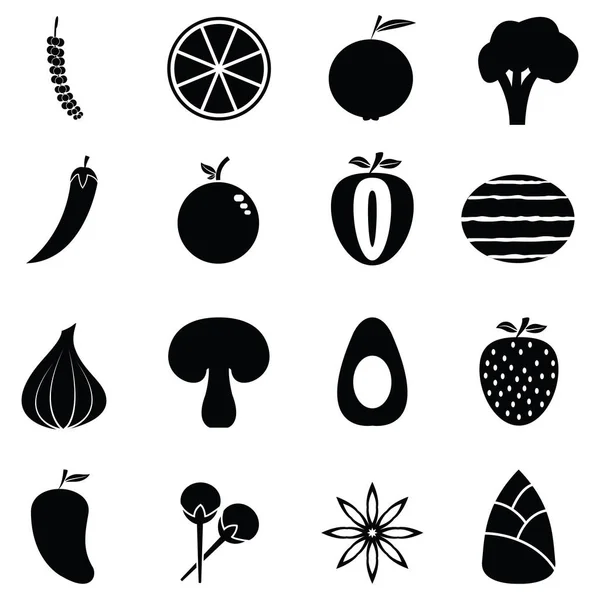Das Obst und Gemüse Symbol-Set — Stockvektor