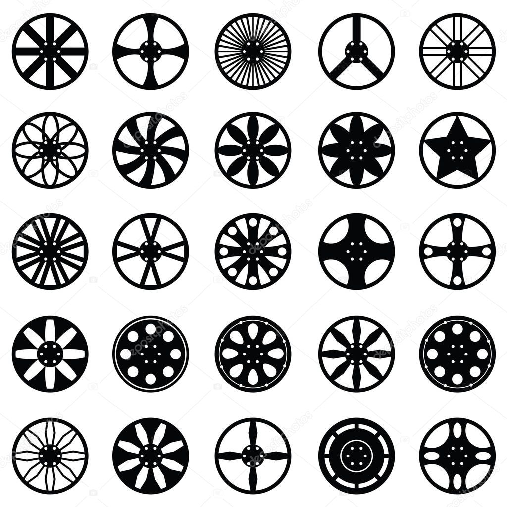 car wheel icon set