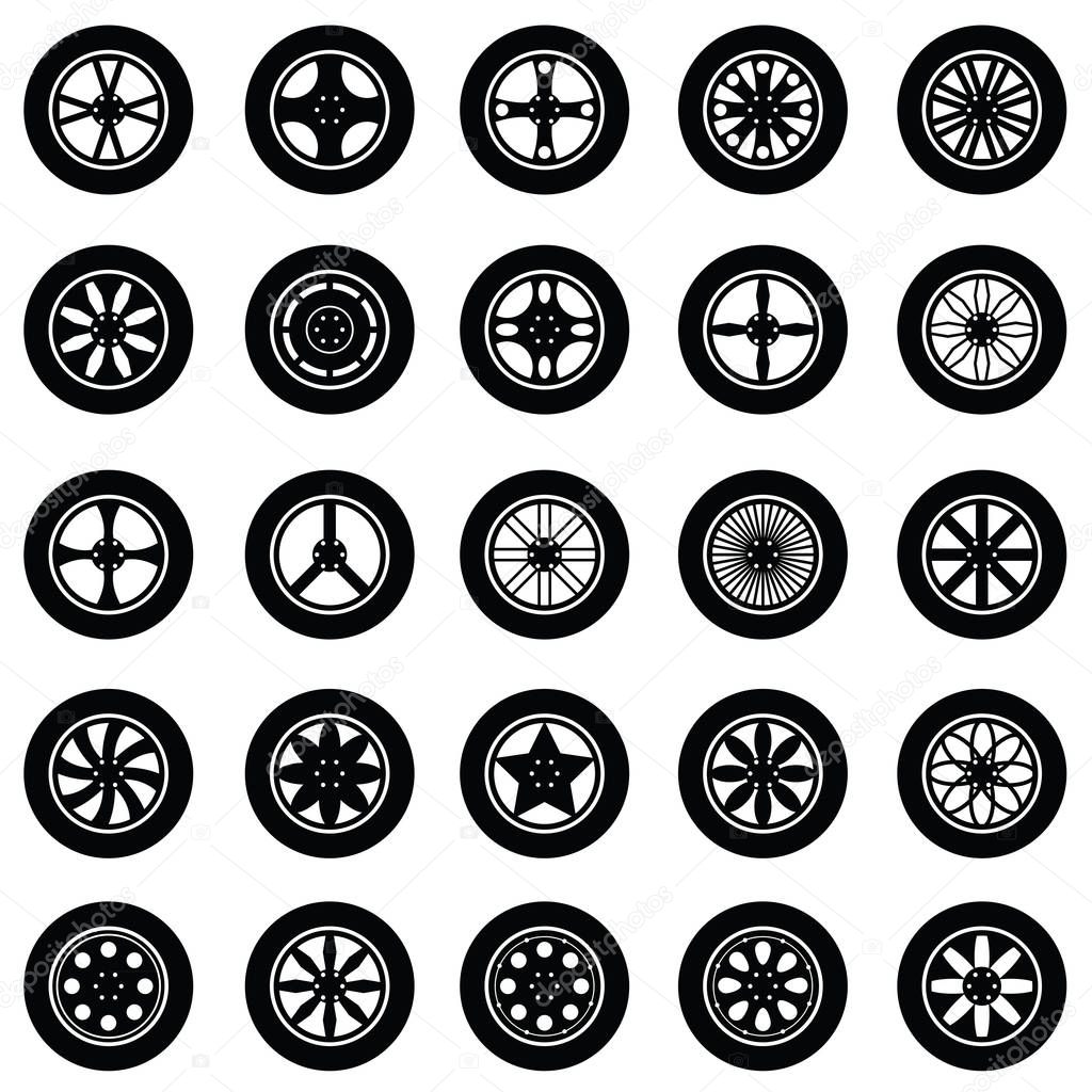 car wheel icon set