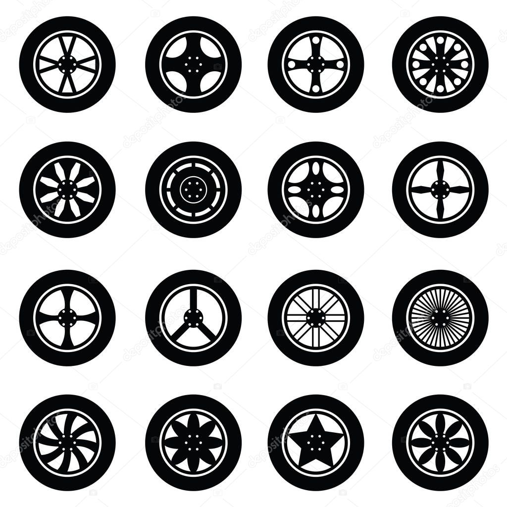 car wheel icon set